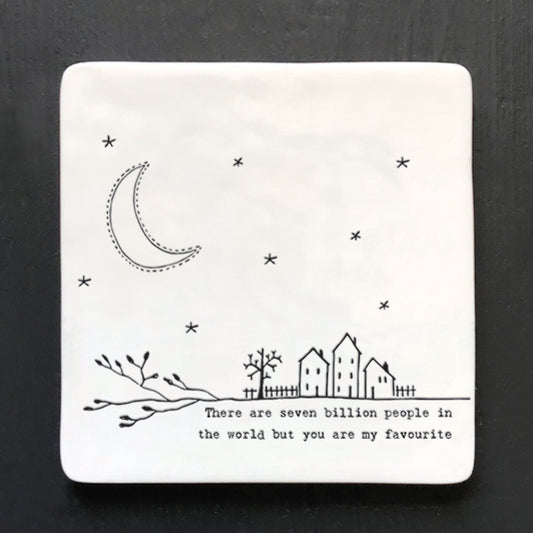 Porcelain Square Coaster - Seven Billion People