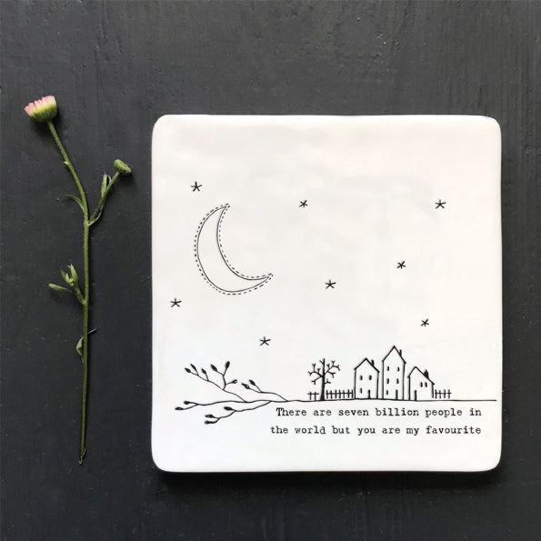 Porcelain Square Coaster - Seven Billion People