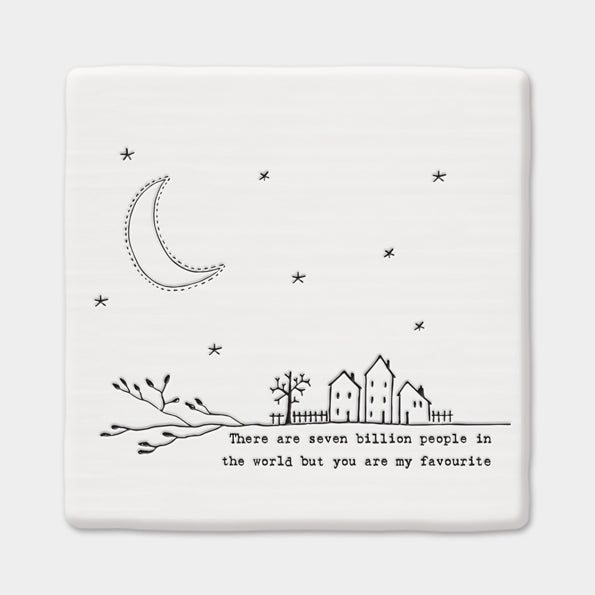 Porcelain Square Coaster - Seven Billion People