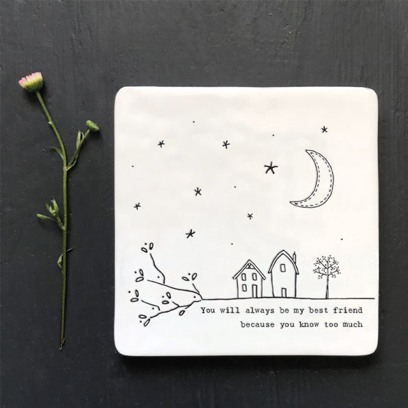 Porcelain Square Coaster - Always My Best Friend