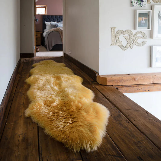 Double Mustard Sheepskin Rug 190-120cm