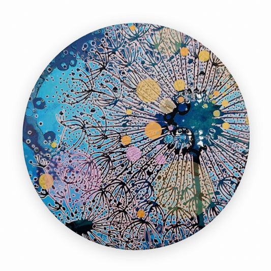 Navy Dandelion 'Into the Wind' Ceramic Trivet