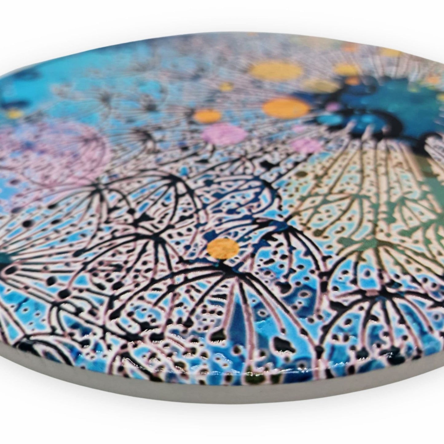 Navy Dandelion 'Into the Wind' Ceramic Trivet
