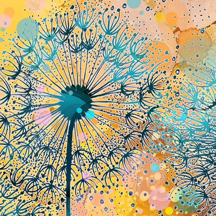 Into the Wind Ceramic Coaster - Dandelion Orange