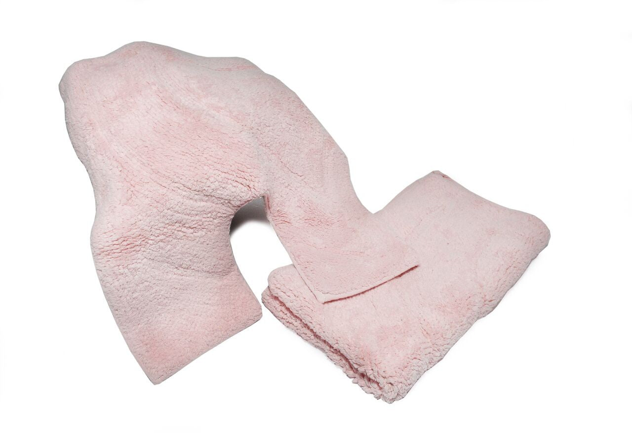 Pink 2 Piece Cotton Bathroom Set. Bath Mat and Pedestal Mat.
