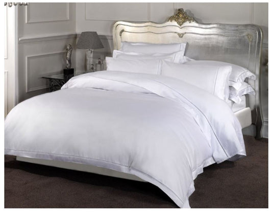 Luxurious 1000 thread count white duvet cover.