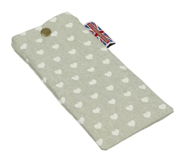 Glasses Case - White Hearts