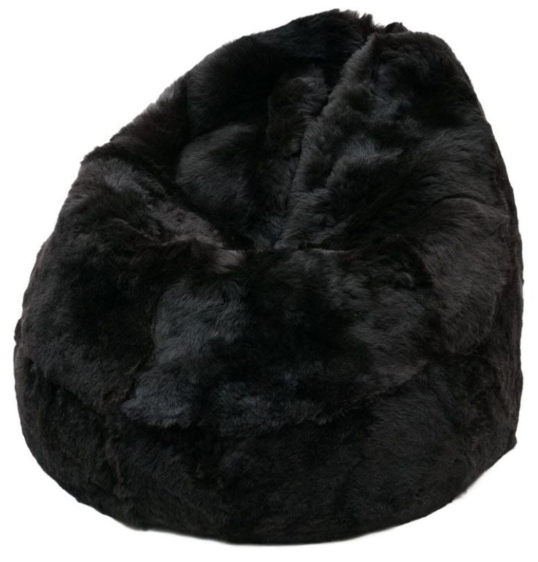 Natural black or very dark brown shorn genuine Icelandic sheepskin bean bag.
