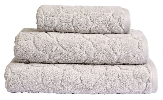 Steel grey 750gsm Turkish combed cotton bath towel with a raised patterned design.