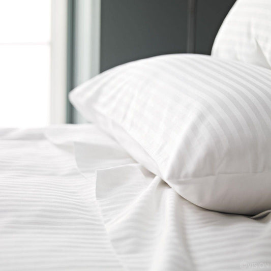 White Satin Stripe Duvet Cover Set