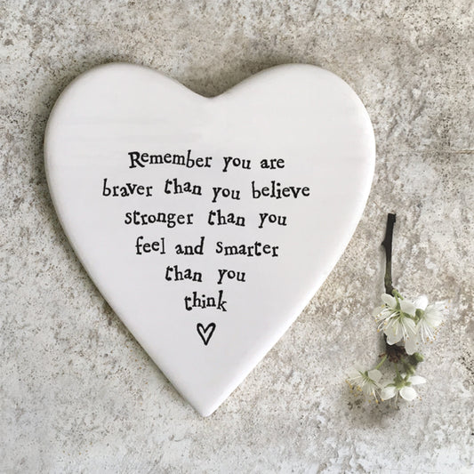 Porcelain Heart Coaster - Braver