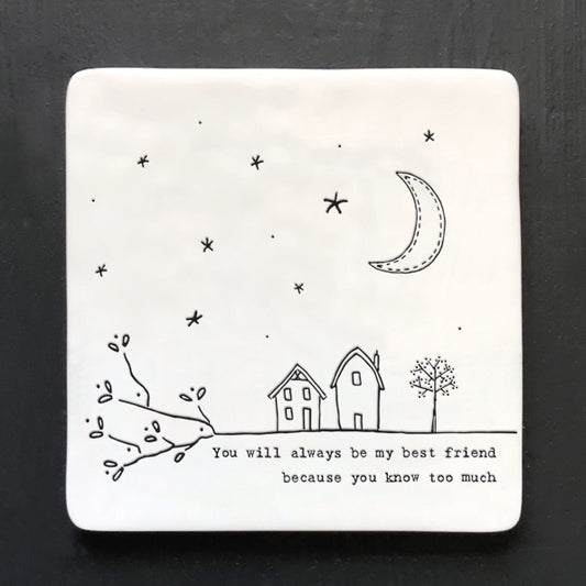 Porcelain Square Coaster - Always My Best Friend