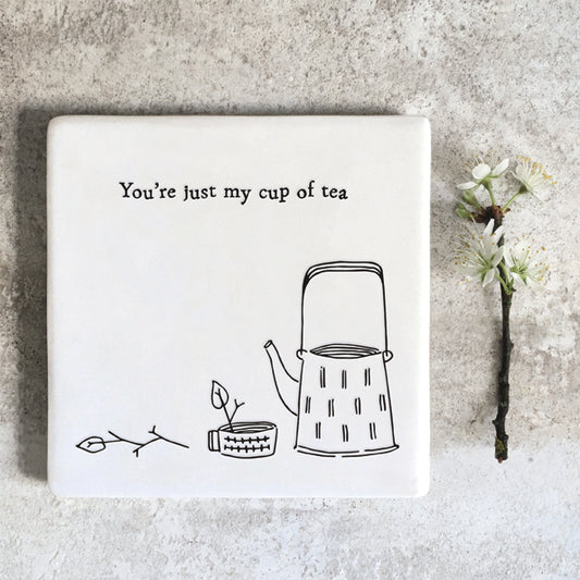 Porcelain Square Coaster - Cup of Tea