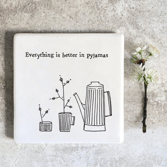 Porcelain Square Coaster - Pyjamas