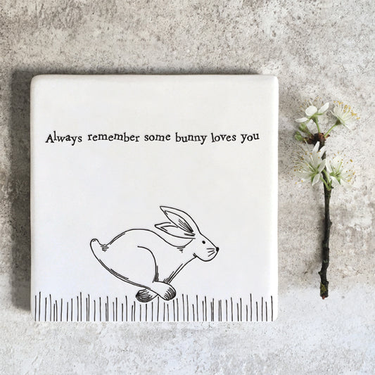 Porcelain Square Coaster - Bunny