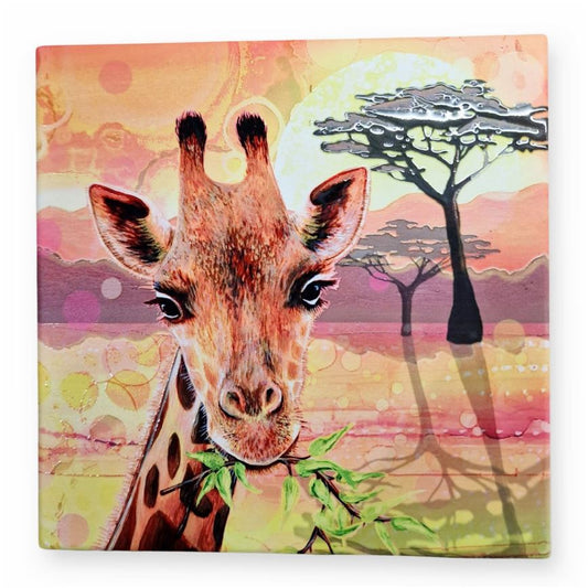 Giraffe 'Savannah Sunset' Ceramic Trivet