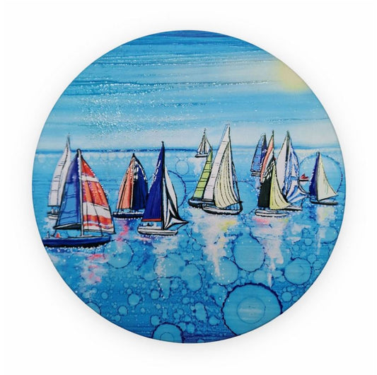 Sailing Boat 'Regatta' Ceramic Trivet