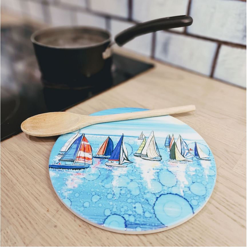 Sailing Boat 'Regatta' Ceramic Trivet