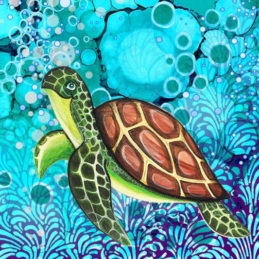 Under The Sea Ceramic Coaster - Turtle