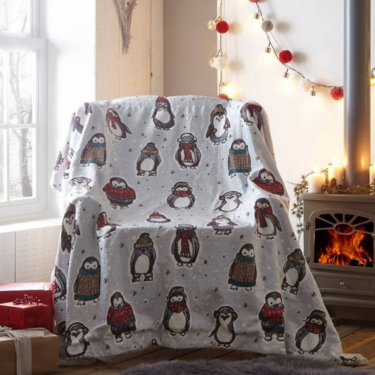 Snowy Penguins Fleece Throw