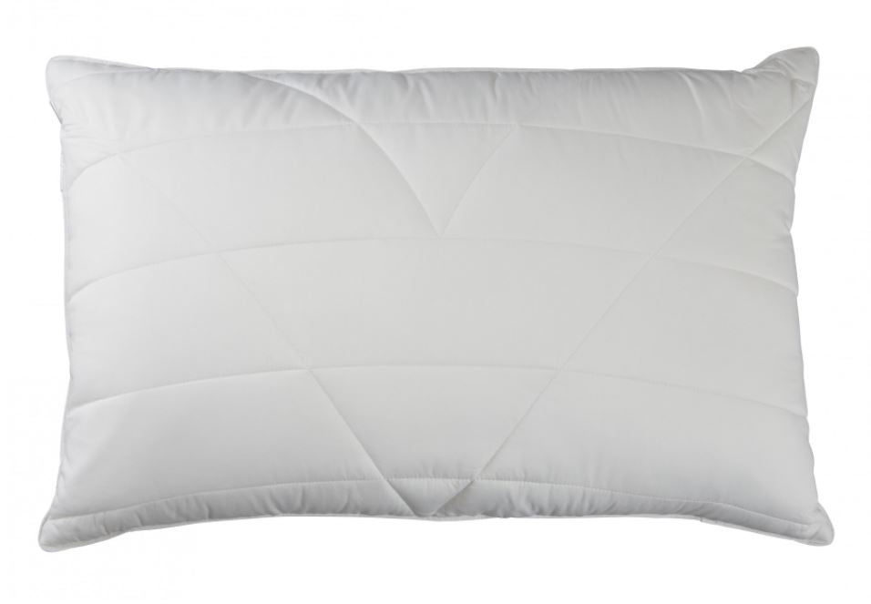 Bamboo anti-bacterial and hypo-allergenic pillow with microfibre filling. Temperature regulating pillow.