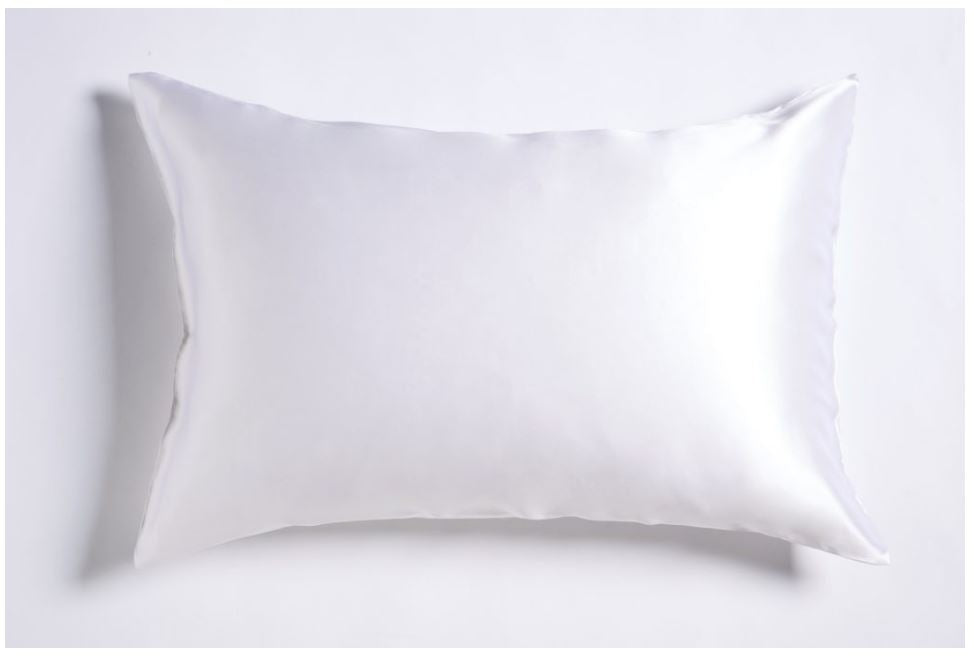 White pure silk pillowcase.