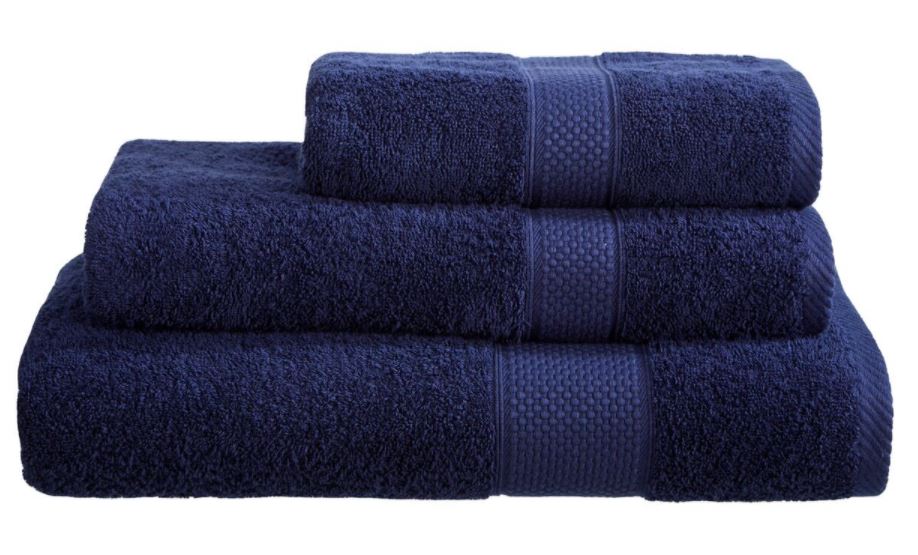 Navy blue 100% 500gsm Turkish ringspun cotton towel bundle.