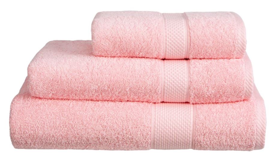 Pink 100% 500gsm Turkish ringspun cotton bath towel.