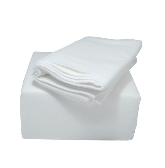 White 100% brushed cotton flat sheet.
