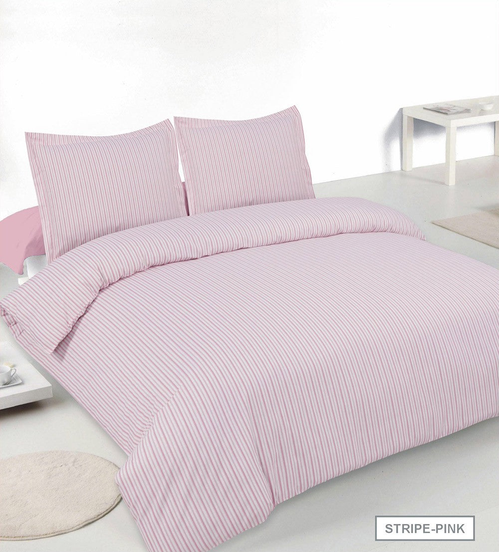 Oxford Stripe Duvet Cover Set - Pink