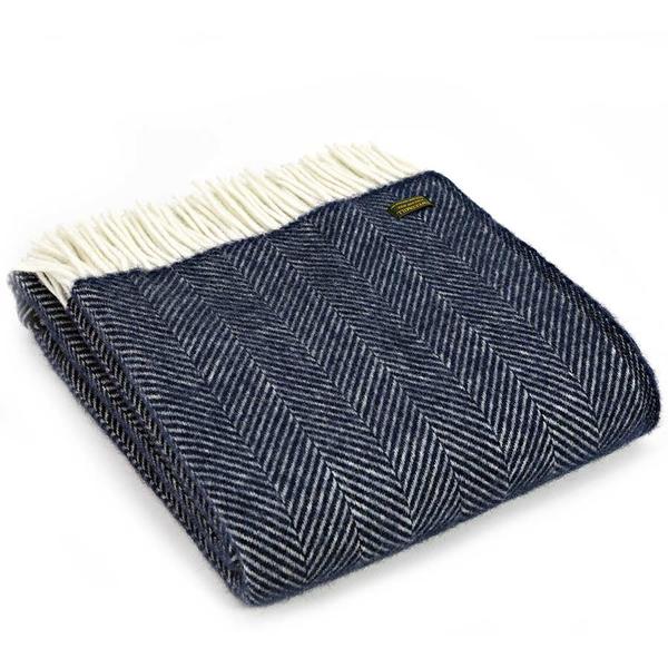 Pure New Wool Throw - Navy