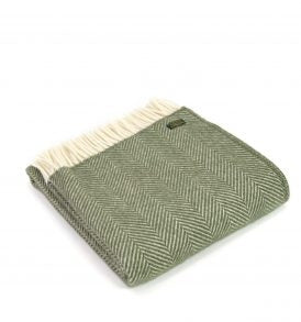 Pure New Wool Throw - Olive